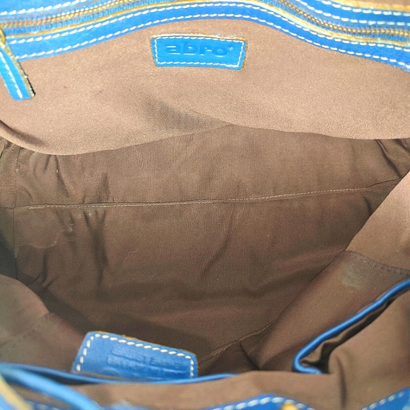 Abro Genuine Leather drawstring Satchel - Vivid Blue - Picture 9 of 11